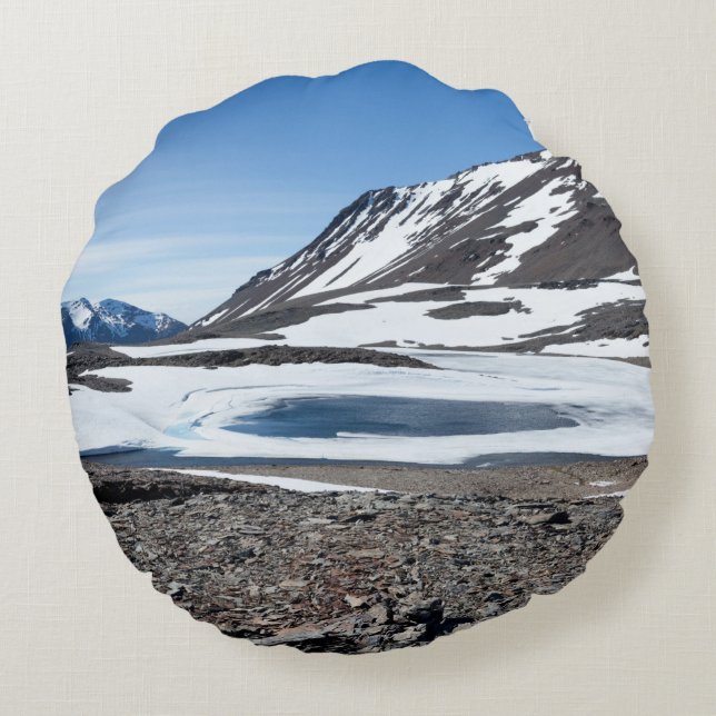 Südgeorgische Landschaft Rundes Kissen (Rückseite)
