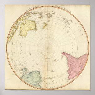 Südhalbkugel-Karte Poster