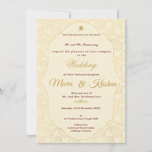 Südindische Hochzeitseinladung Einladung (Vorderseite)