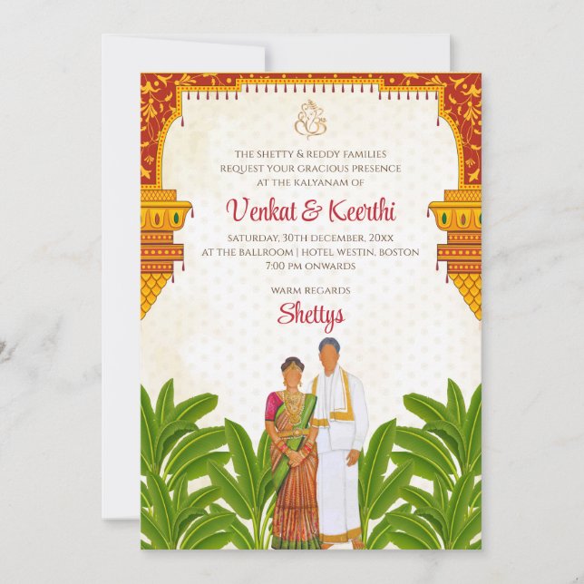 Südindische Hochzeitseinladung Tamil Wedding Card Einladung (Vorderseite)