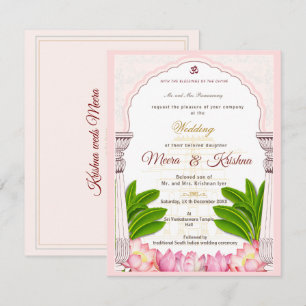 Südindische Lotus Tempel Hochzeit Einladung Suite