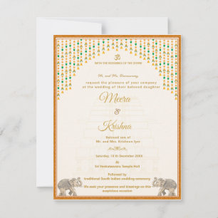 Südindische Tempel-Hochzeitseinladungssuite Einladung