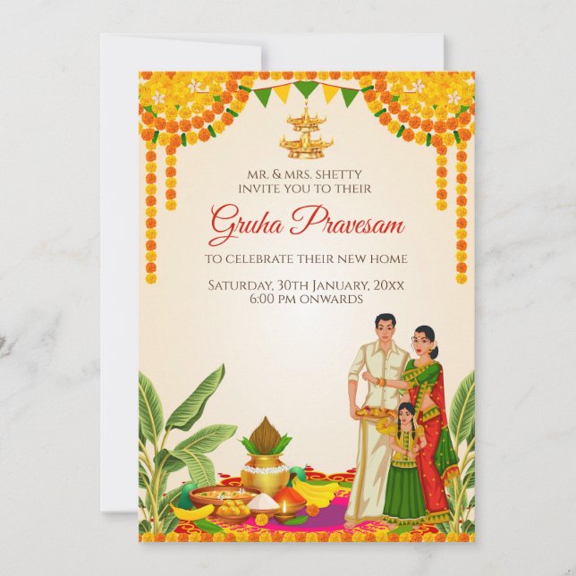 Südindisches Haus einladen Einladung (Vorderseite)