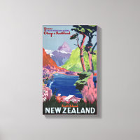 Südinsel Neuseeland Vintage Poster restauriert