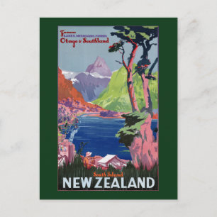 Südinsel Neuseeland Vintage Poster restauriert Postkarte