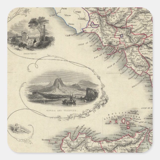 Süditalien 3 quadratischer aufkleber (Vorderseite)