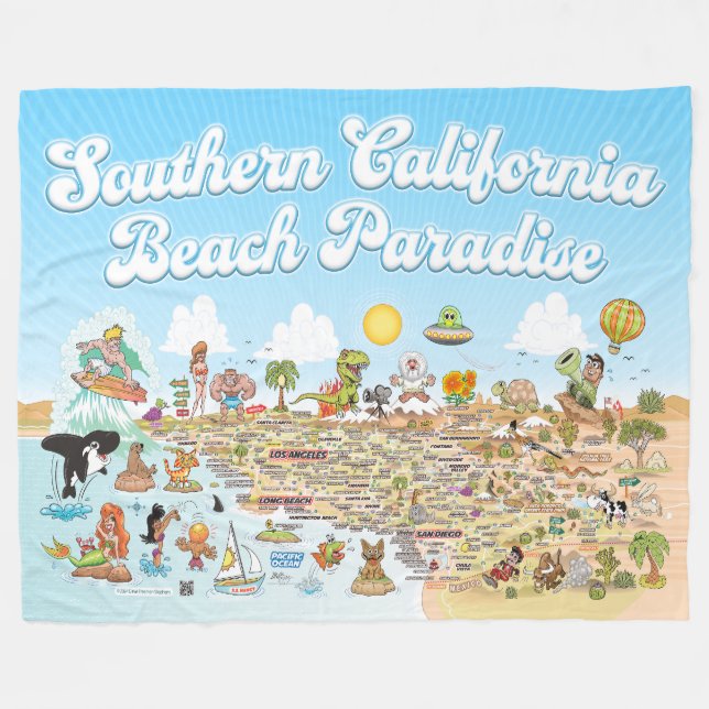 Südkalifornien Beach Paradise Fleece Blanket (Vorderseite (Horizontal))