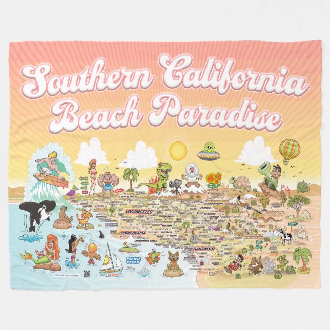 Südkalifornien Beach Paradise Fleece Blanket (Vorderseite (Horizontal))