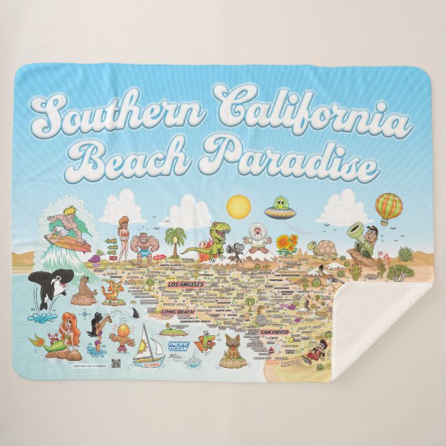 Südkalifornien Beach Paradise Fleece Blanket Sherpadecke (Vorderseite (Horizontal))