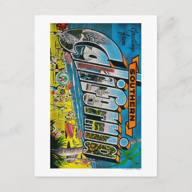 Südkalifornien - Große Briefmarkenszenarien Postkarte (Vorderseite)