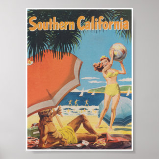 Südkalifornien Retro Vintage Reise Poster
