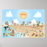 Südkaliforniens Cartoon Map Poster
