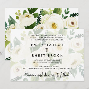 Südkalligrafie Faded Floral Formal Wedding Einladung