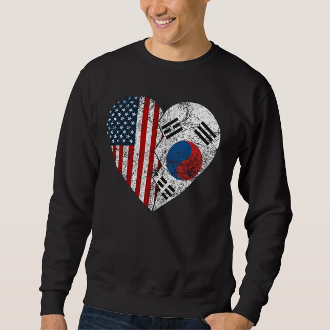 Südkorea - Amerikanische Flagge Herz Sweatshirt (Vorderseite)