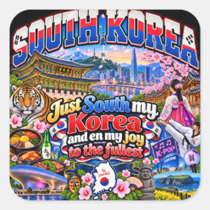 Südkorea-Aufkleber Quadratischer Aufkleber