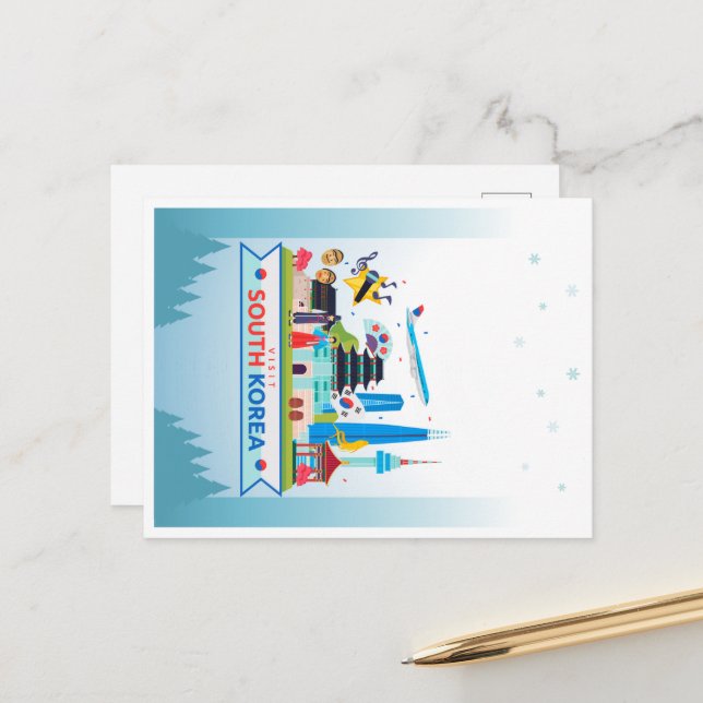 Südkorea besuchen postkarte (Vorderseite/Rückseite Beispiel)