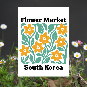 Südkorea-Blumenmarkt-Gelbe Blüten-Blumen Postkarte
