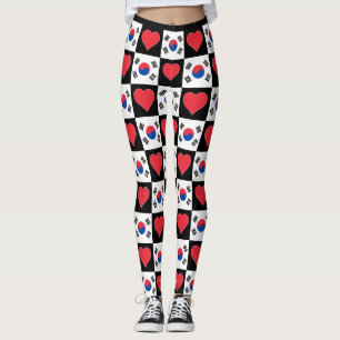 Südkorea Flag Herzmuster Patriotisch Koreanisch Leggings