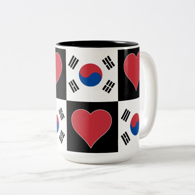 Südkorea Flag Herzmuster Patriotisch Koreanisch Zweifarbige Tasse (VorderseiteRechts)