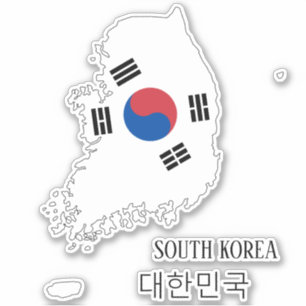 Südkorea Flag Map-Kontur Aufkleber