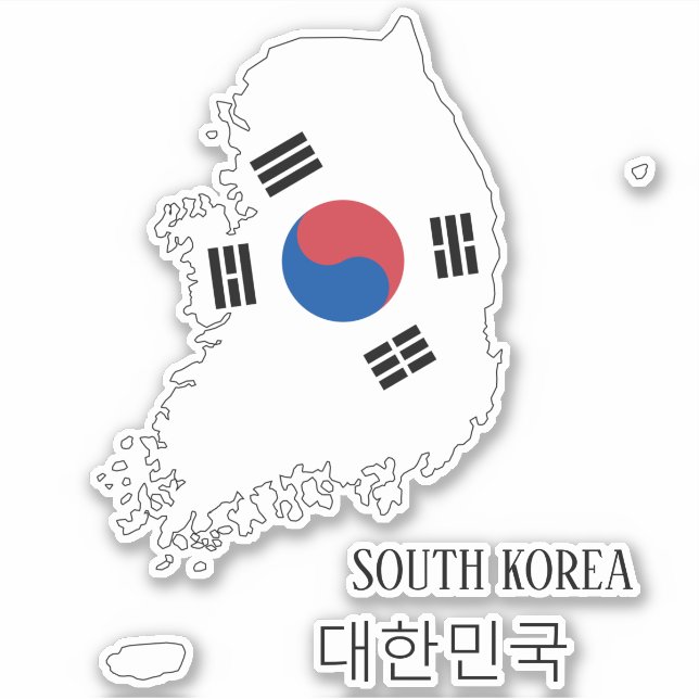 Südkorea Flag Map-Kontur Aufkleber (Vorderseite)