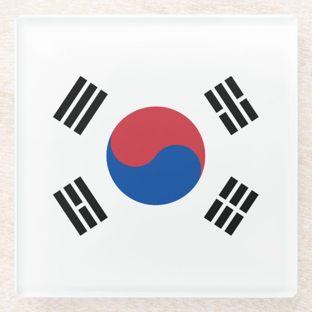 Südkorea-Flagge Glasuntersetzer (Vorderseite)