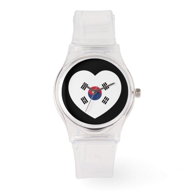 Südkorea-Flagge Herz Armbanduhr (Vorderseite)