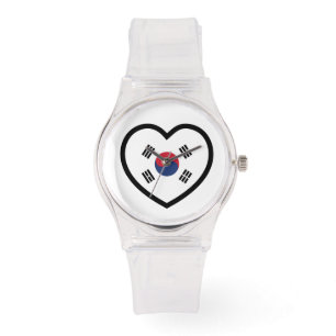 Südkorea-Flagge Herz Armbanduhr