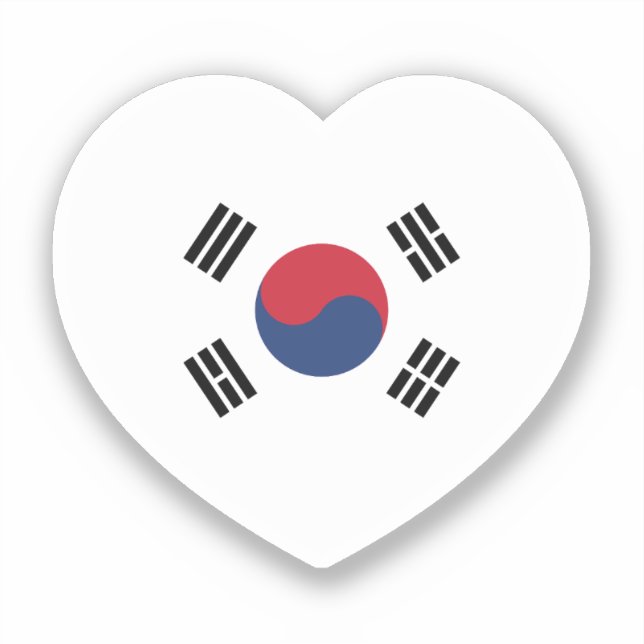 Südkorea-Flagge Herz Aufkleber (Vorderseite)