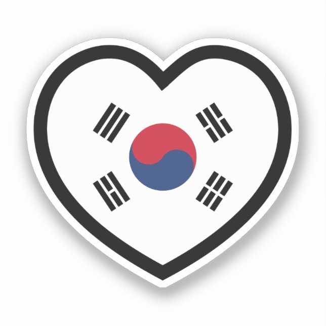 Südkorea-Flagge Herz Aufkleber (Vorderseite)