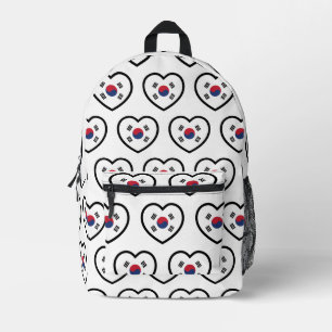 Südkorea-Flagge Herz Bedruckter Rucksack