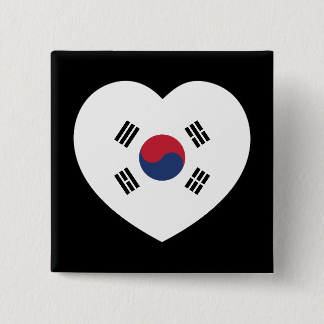 Südkorea-Flagge Herz Button (Vorderseite)