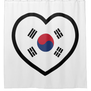 Südkorea-Flagge Herz Duschvorhang