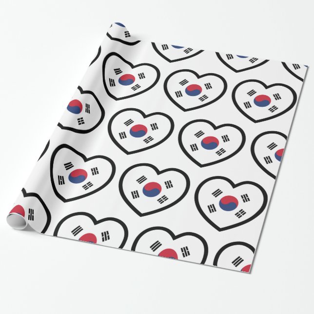 Südkorea-Flagge Herz Geschenkpapier (Ungerollt)