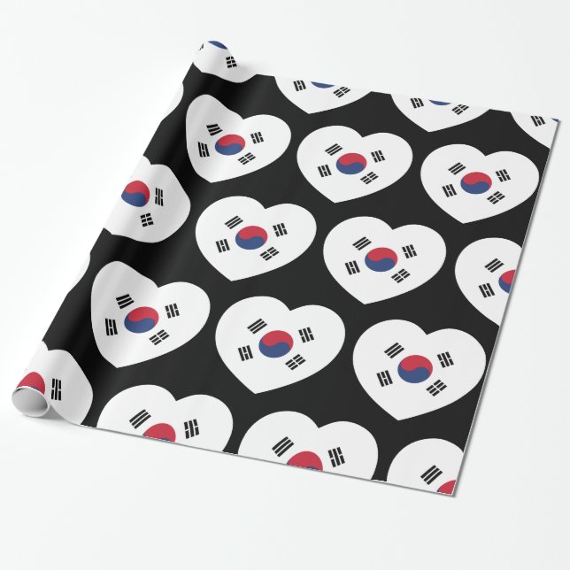 Südkorea-Flagge Herz Geschenkpapier (Ungerollt)