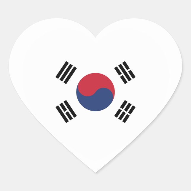 Südkorea-Flagge Herz Herz-Aufkleber (Vorderseite)