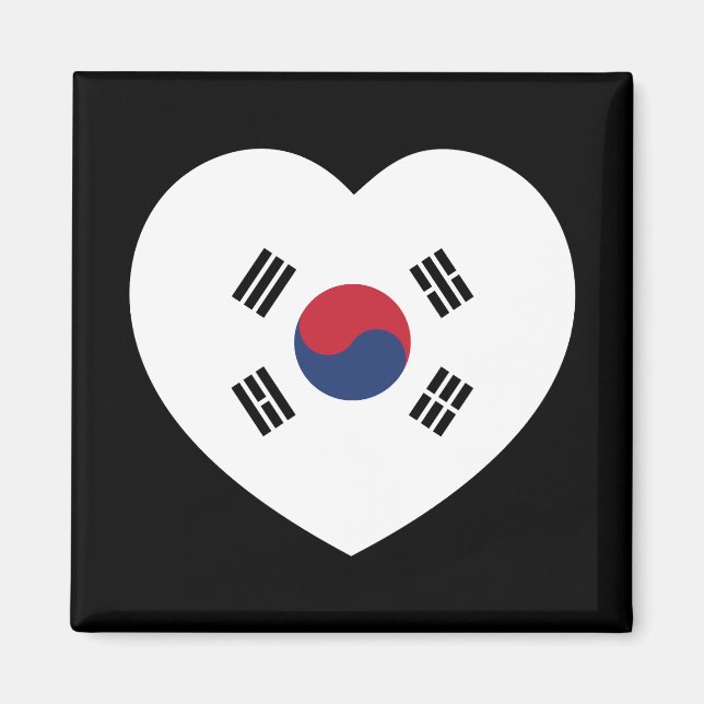 Südkorea-Flagge Herz Magnet (Vorne)