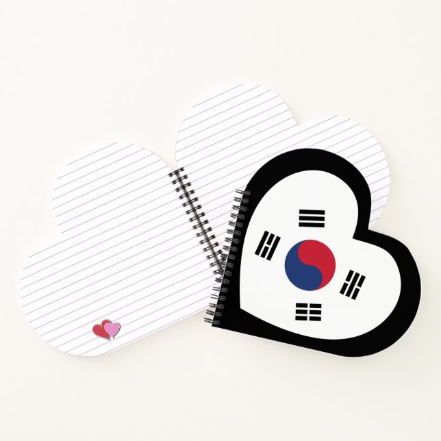 Südkorea-Flagge Herz Notizbuch (Innenseite)