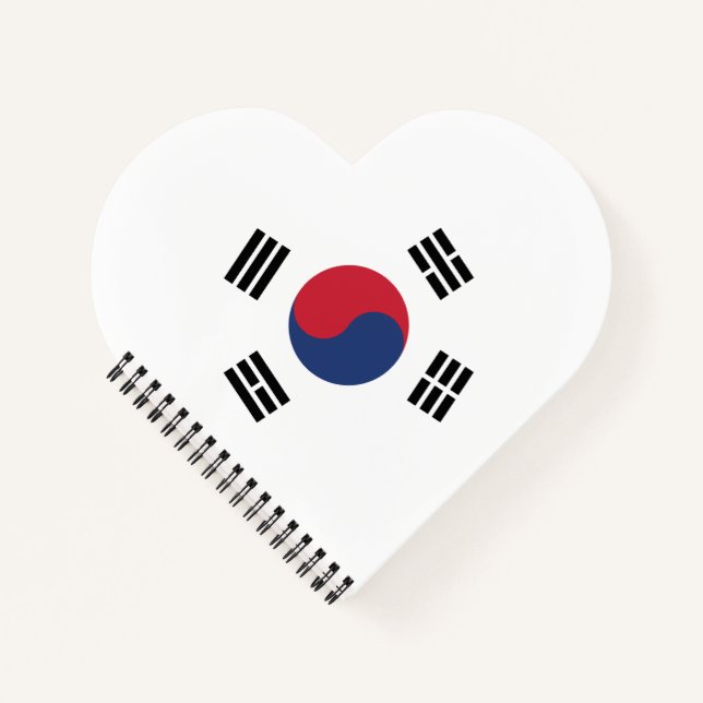 Südkorea-Flagge Herz Notizbuch (Vorderseite)