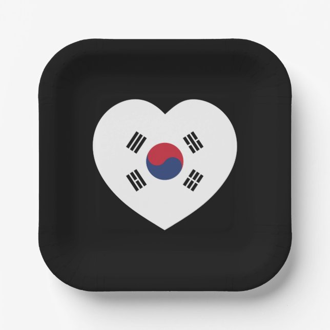 Südkorea-Flagge Herz Pappteller (Vorderseite)