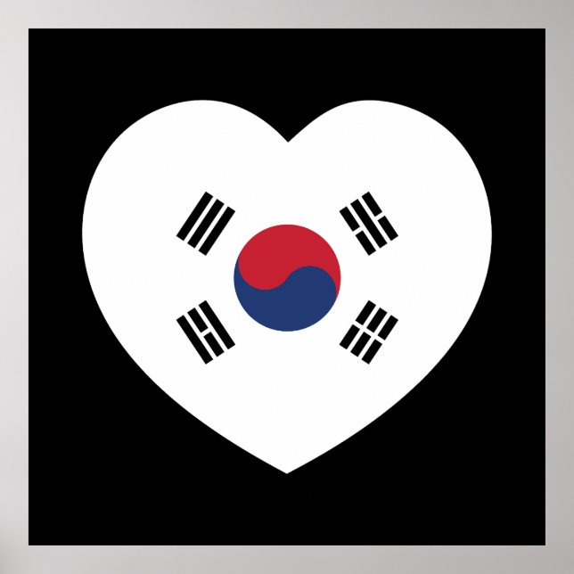 Südkorea-Flagge Herz Poster (Vorne)