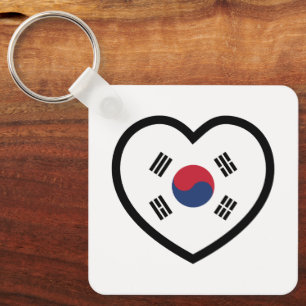 Südkorea-Flagge Herz Schlüsselanhänger