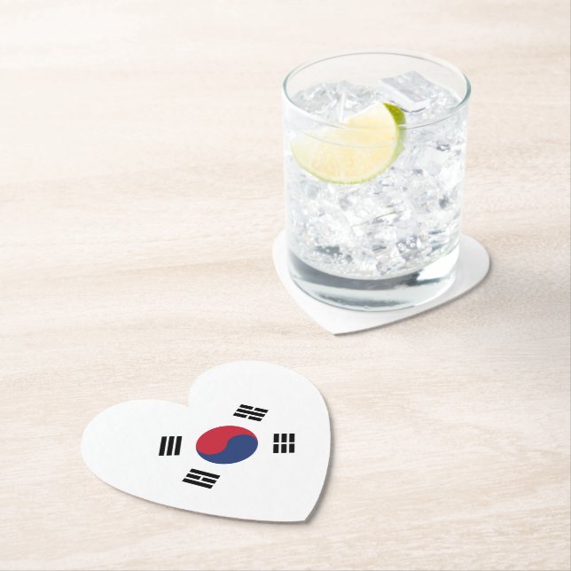 Südkorea-Flagge Herz Untersetzer (Vor Ort)