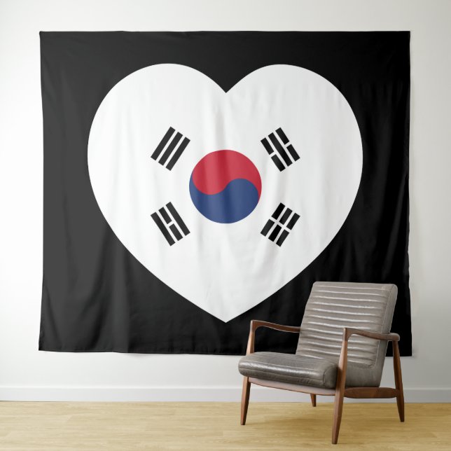 Südkorea-Flagge Herz Wandteppich (Beispiel (Horizontal))