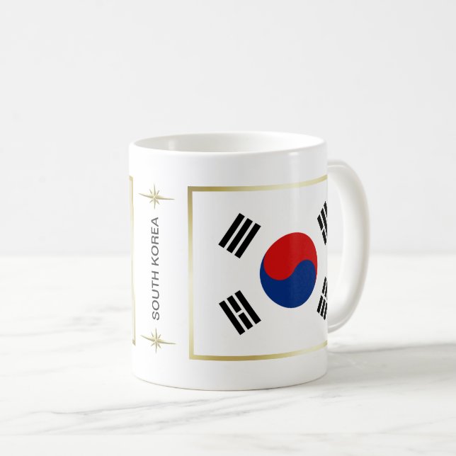 Südkorea-Flagge + Karten-Tasse Kaffeetasse (VorderseiteRechts)