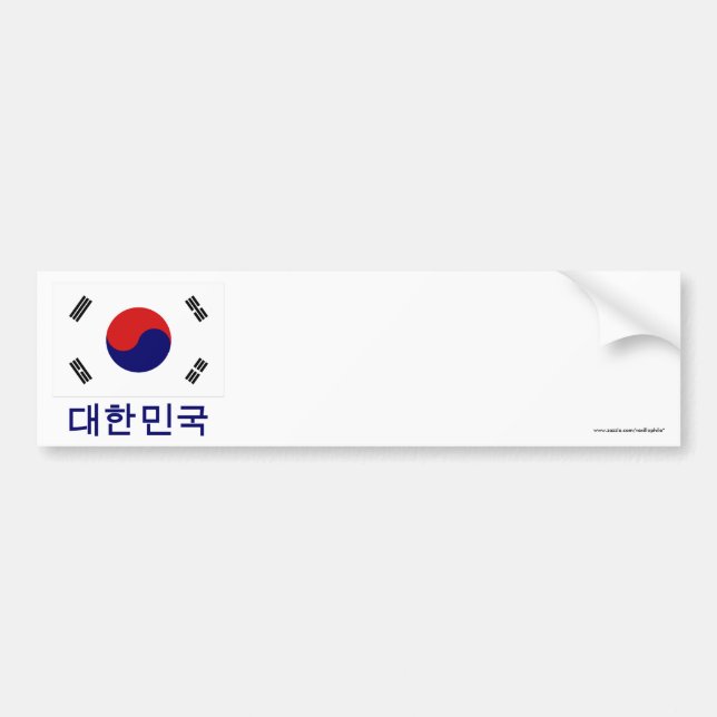 Südkorea-Flagge mit Namen auf Koreaner Autoaufkleber (Vorne)