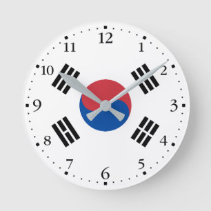Südkorea-Flagge Runde Wanduhr