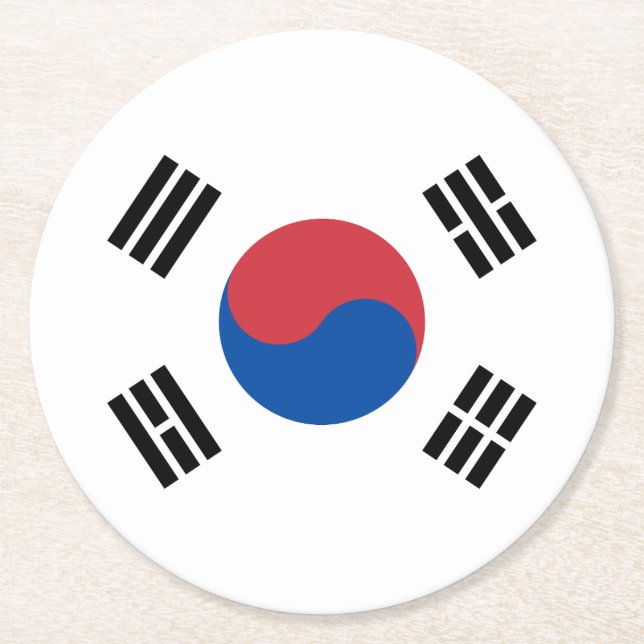 Südkorea-Flagge Runder Pappuntersetzer (Vorderseite)