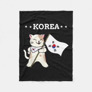 Südkorea - Flagge und Katze Fleecedecke