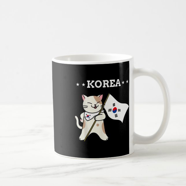 Südkorea - Flagge und Katze Kaffeetasse (Rechts)